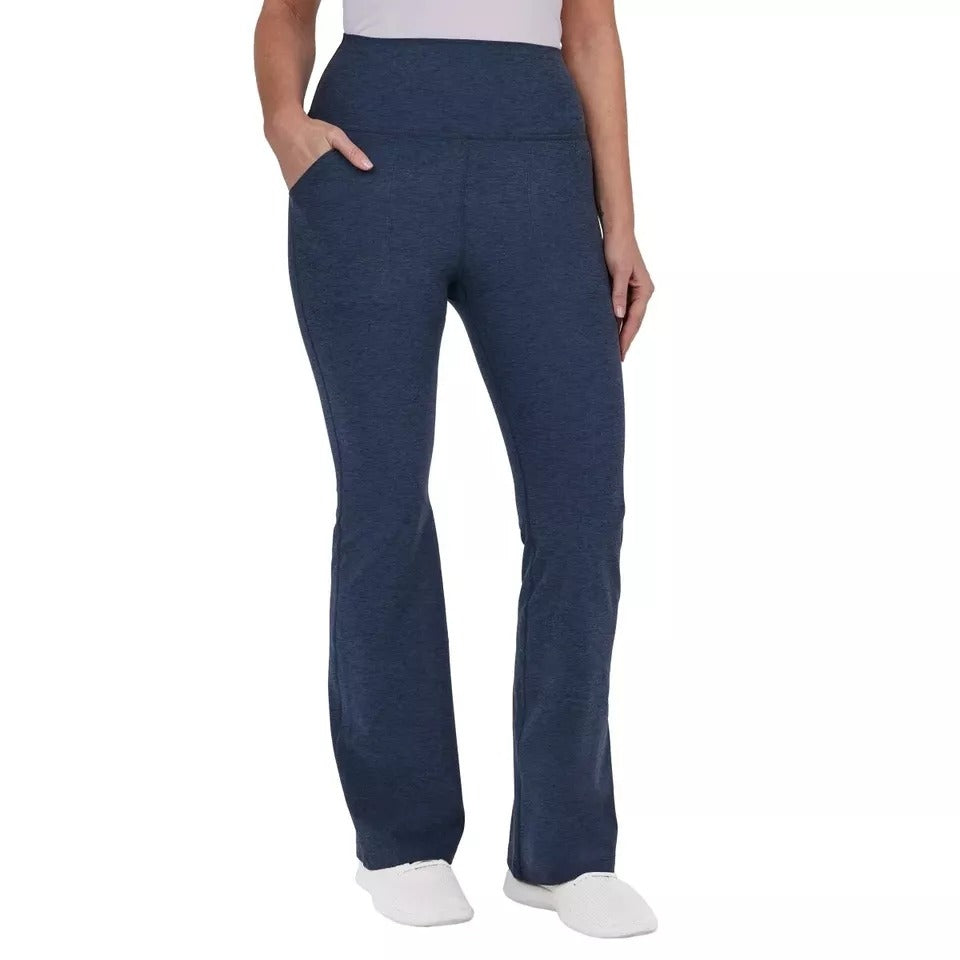 KIRKLAND Signature Woman Brushed Flare Pants Moisture Wicking Stretch Blue