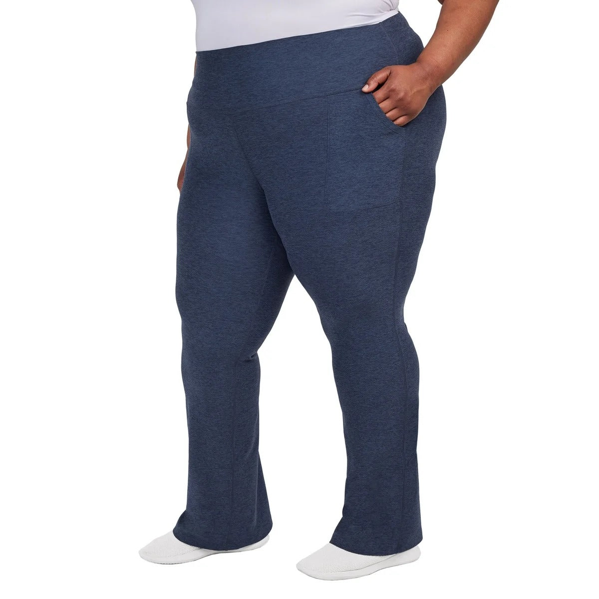 KIRKLAND Signature Woman Brushed Flare Pants Moisture Wicking Stretch Blue