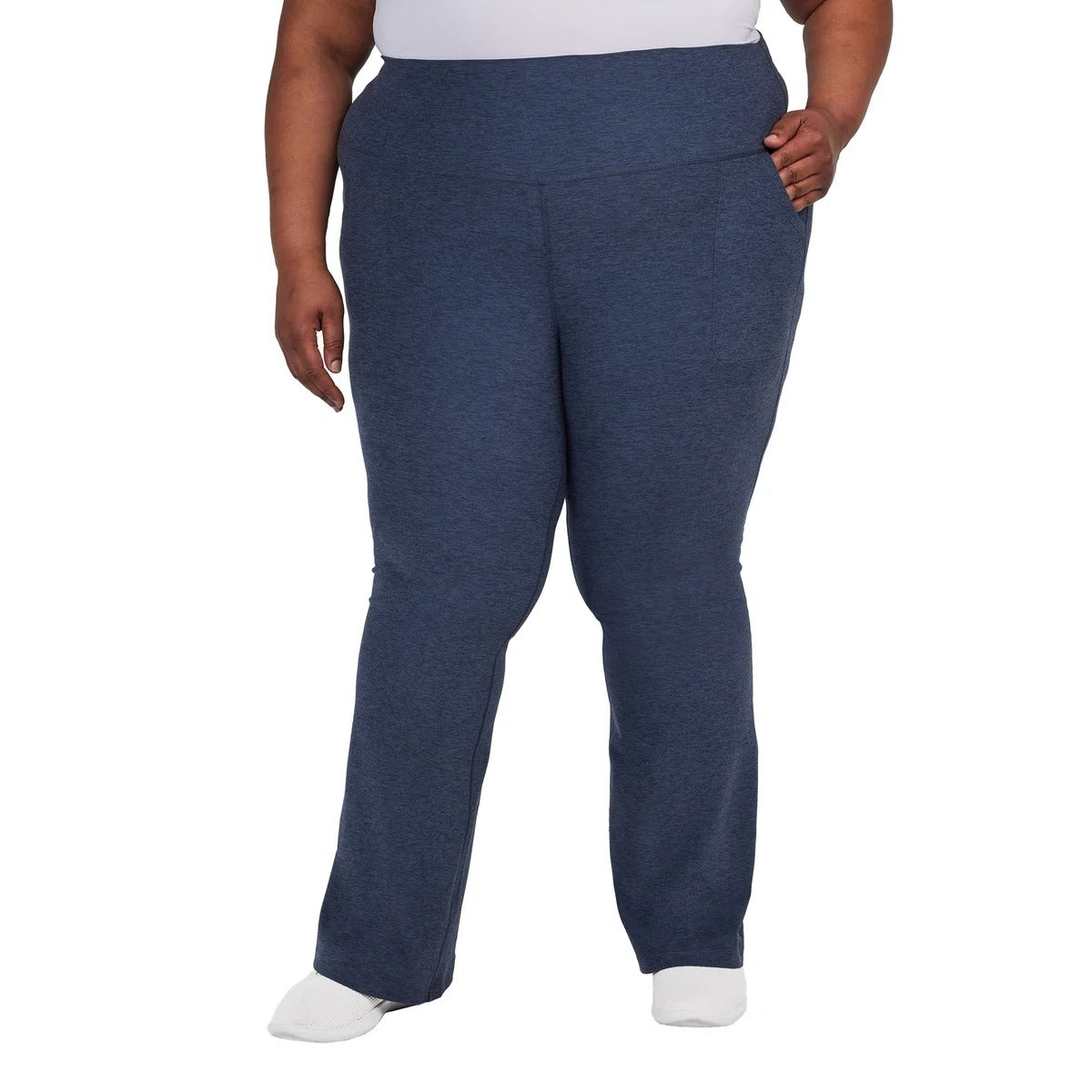 KIRKLAND Signature Woman Brushed Flare Pants Moisture Wicking Stretch Blue