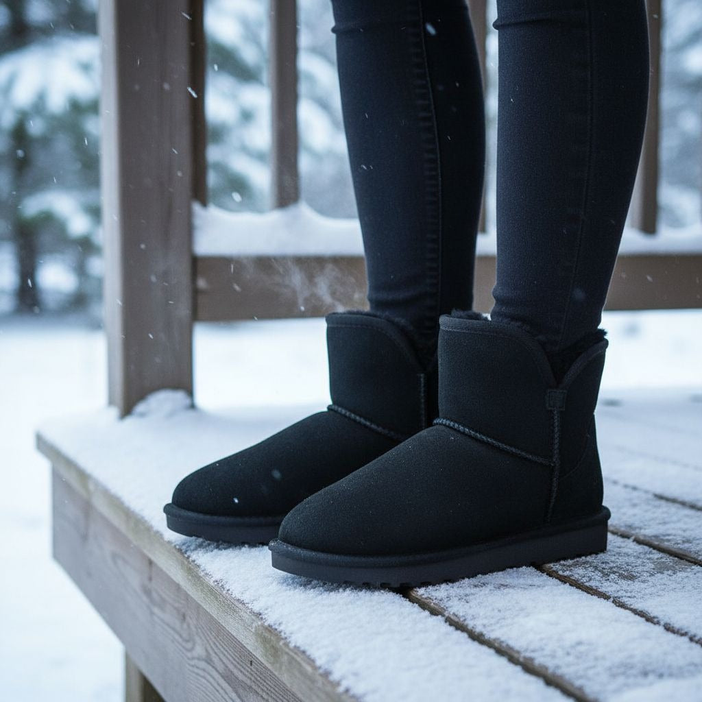 Kirkland Real Fur Boots Shearling Sheepskin Suede Scalloped Fold over Shoes