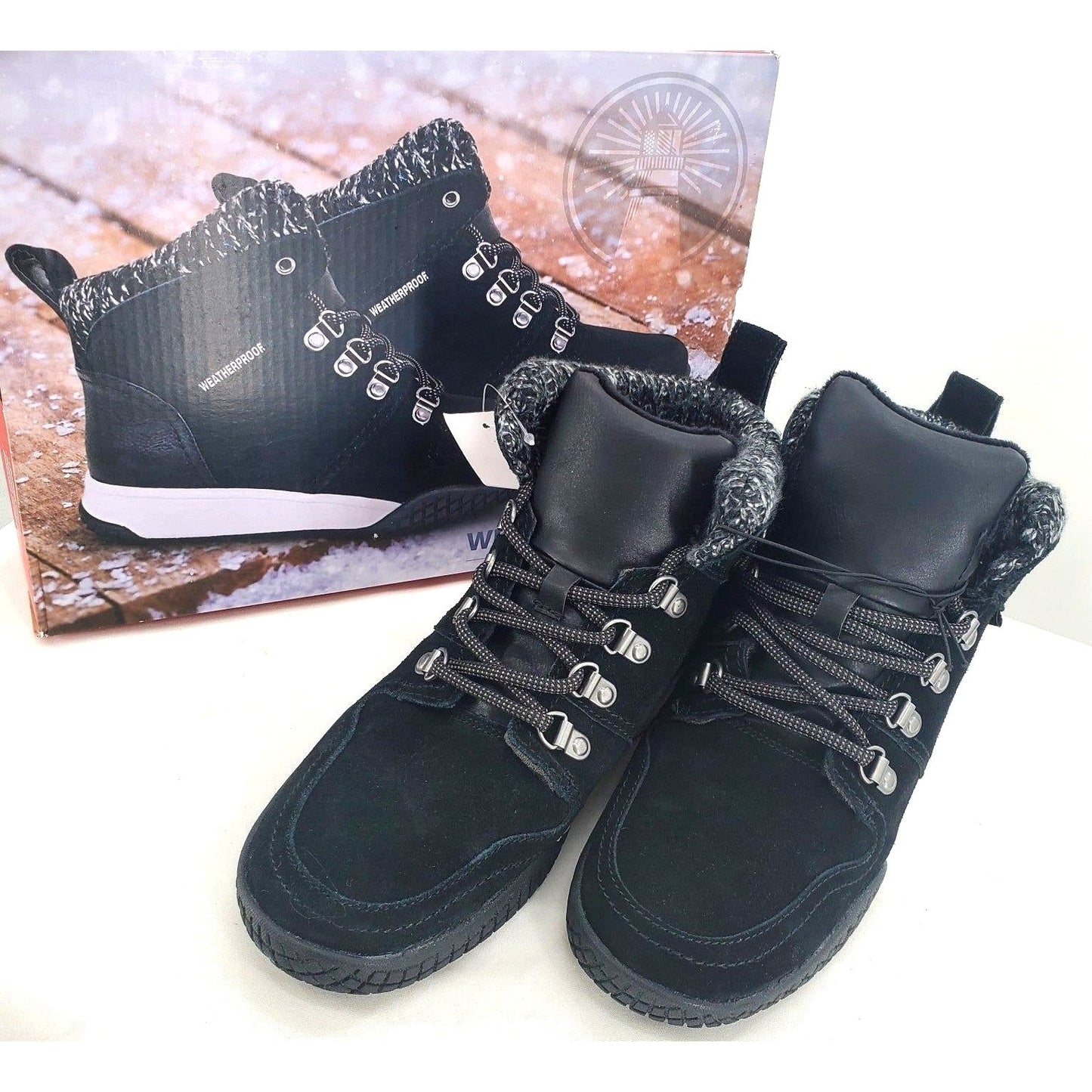 Weatherproof Womens Boots Ruby Outdoor Winter Snow Shoes Suede Leather Chunky Lug