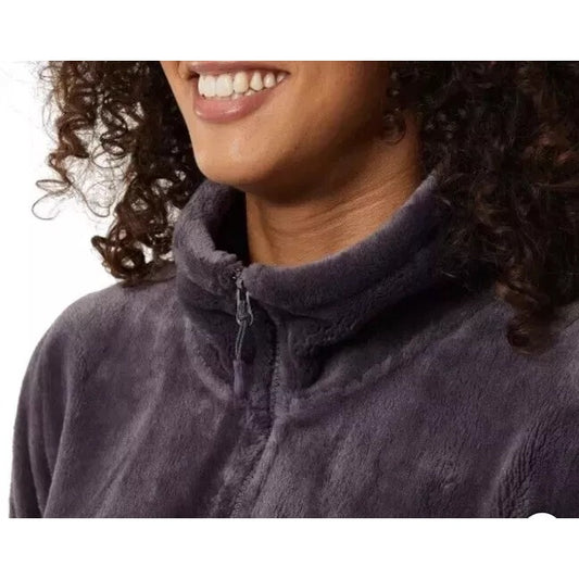 32 Degrees Heat Women's Plush Faux Fur Zip-up Teddy Jacket Long Sleeve Purple