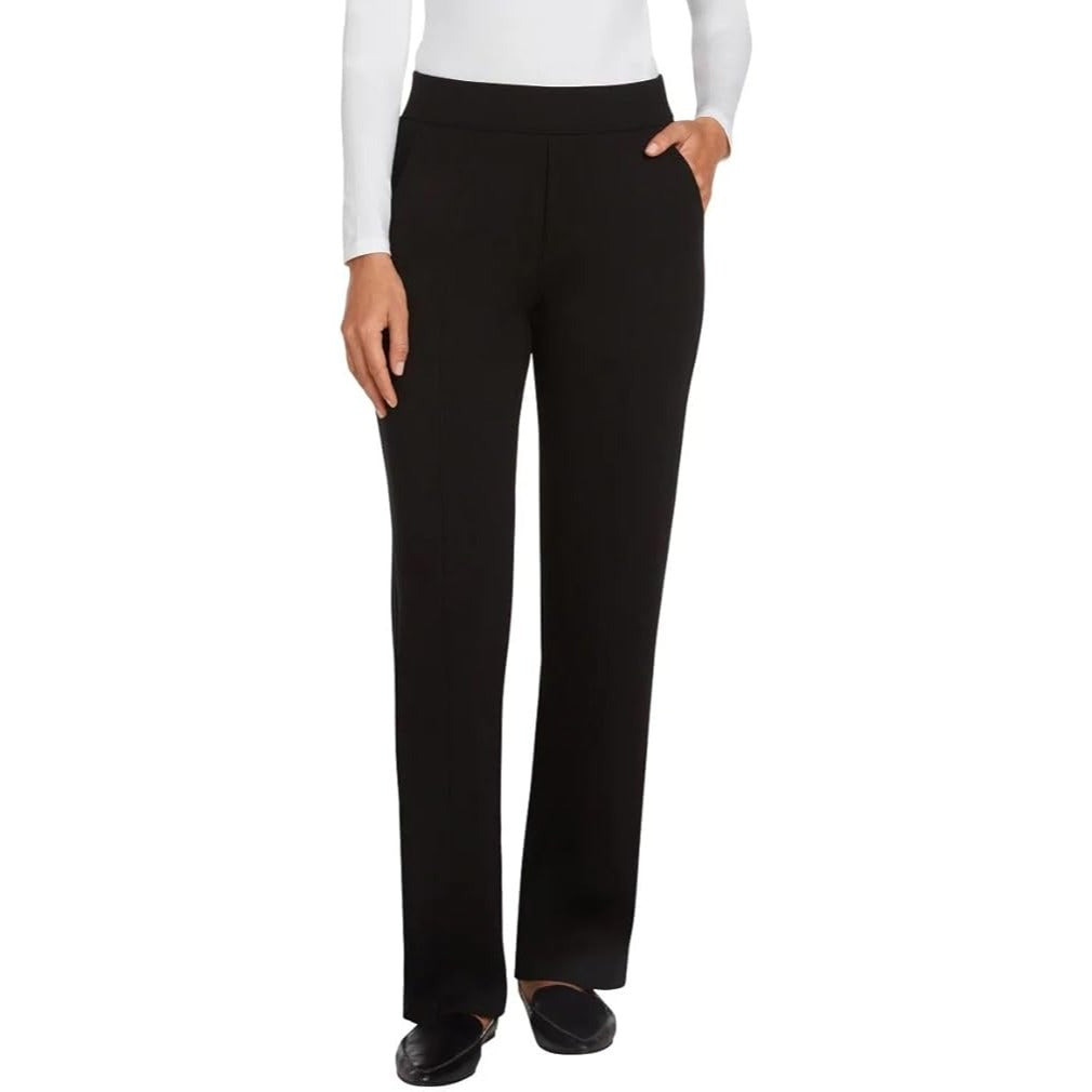 Matty M Women's Comfort Office Dress Pants High-Rise Elastic Waist Pull-on 30" inseam Black