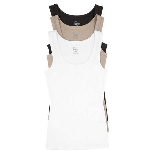 Felina 3-Pack Womens Tank Top Ribbed Sleeveless Shirt Classic Long Stretch