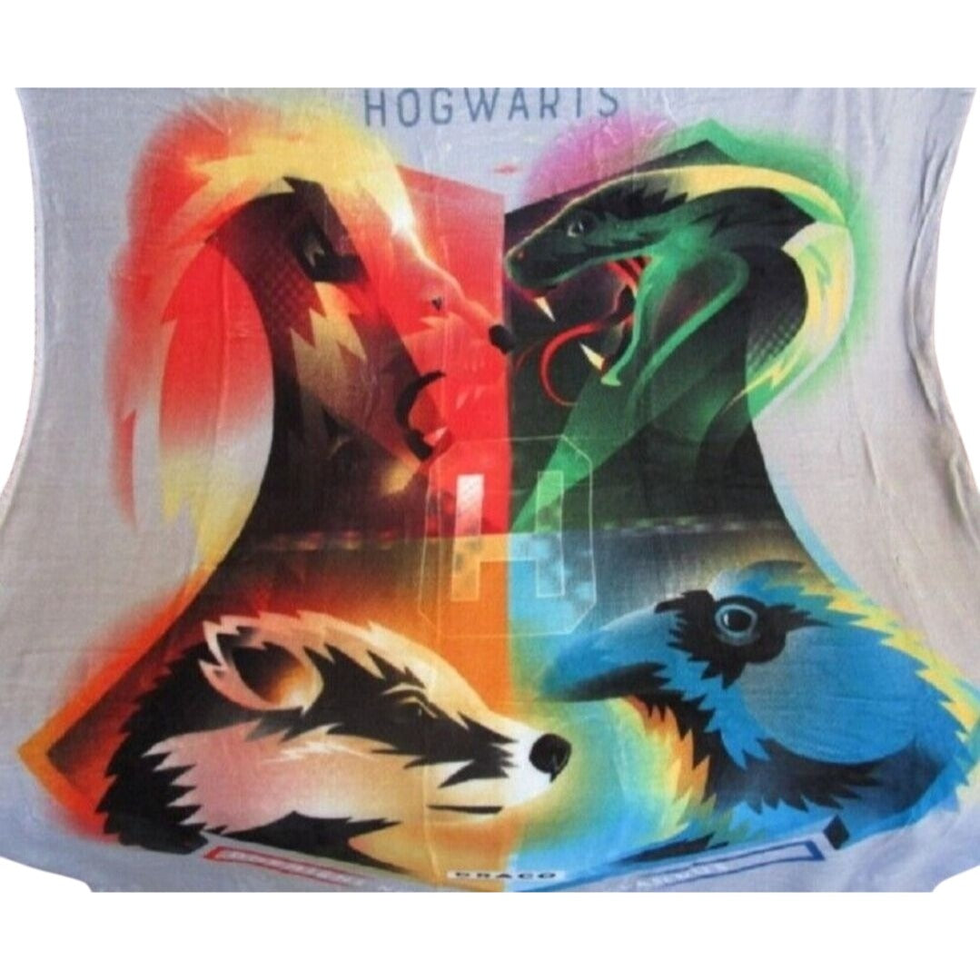Harry Potter 50x60 Sherpa Plush Blanket Hogwarts Crest Slytherin Ron Hermione Licenced Warner Bros. Throw