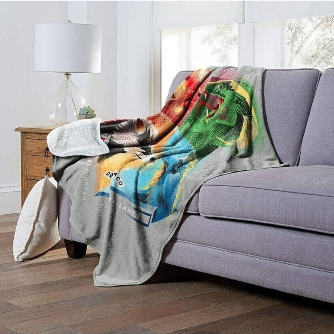 Harry Potter 50x60 Sherpa Plush Blanket Hogwarts Crest Slytherin Ron Hermione Licenced Warner Bros. Throw