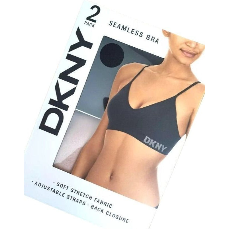 DKNY Seamless Bra All Day Stretch Back Adjustable Hook 2-Pack Black Sand