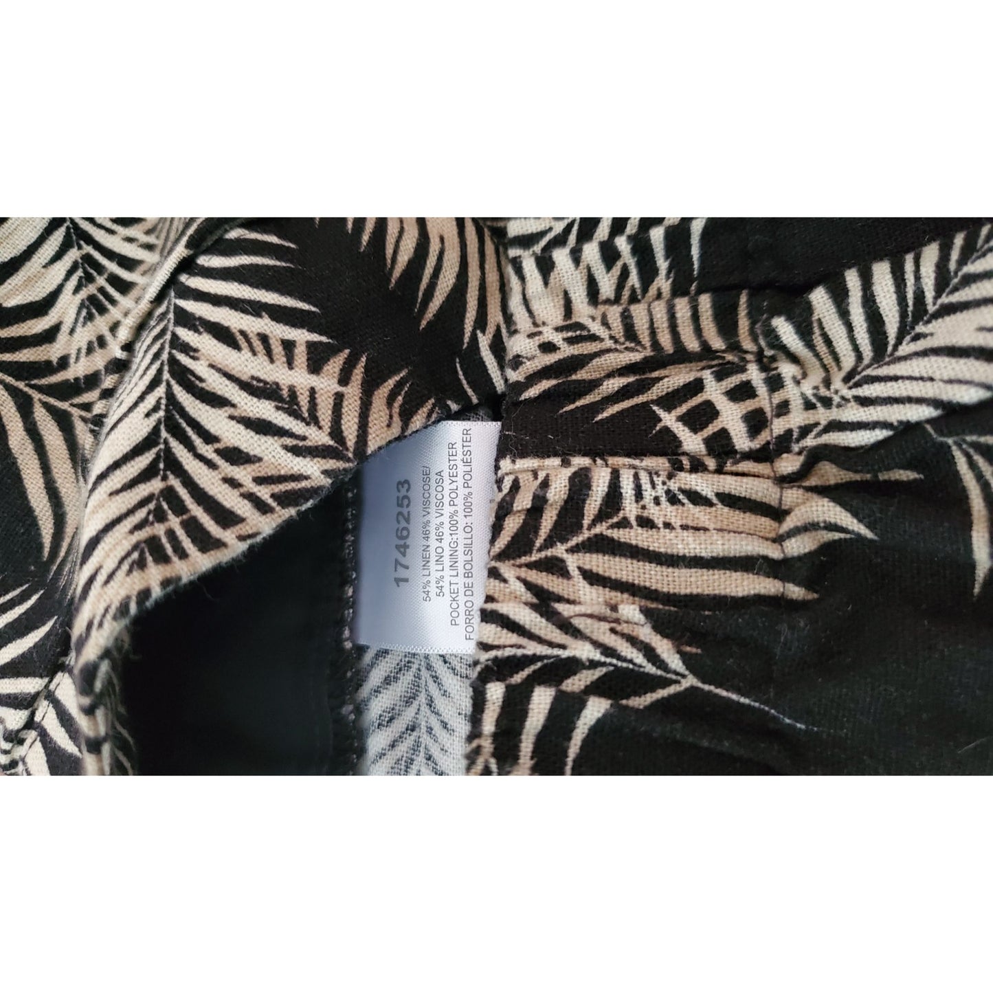 Ellen Tracy Skort Linen Blend Skirt Shorts Tropical Elastic Waist Pull-on