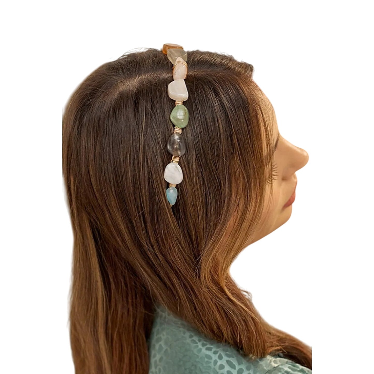 Resin Stone Headband Copper Wrap Goddess Celestial Non-slip Hair Band Accessory