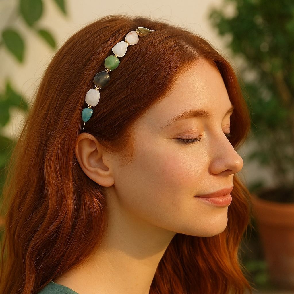 Resin Stone Headband Copper Wrap Goddess Celestial Non-slip Hair Band Accessory