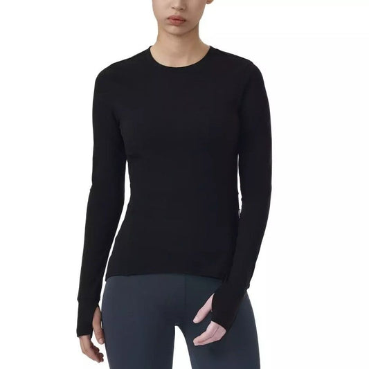 SPYDER Active Women Black Long Sleeve Pullover Activewear Side Zipper Pocket Shirt Thumb Hole
