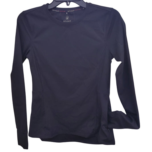 SPYDER Active Women Black Long Sleeve Pullover Activewear Side Zipper Pocket Shirt Thumb Hole