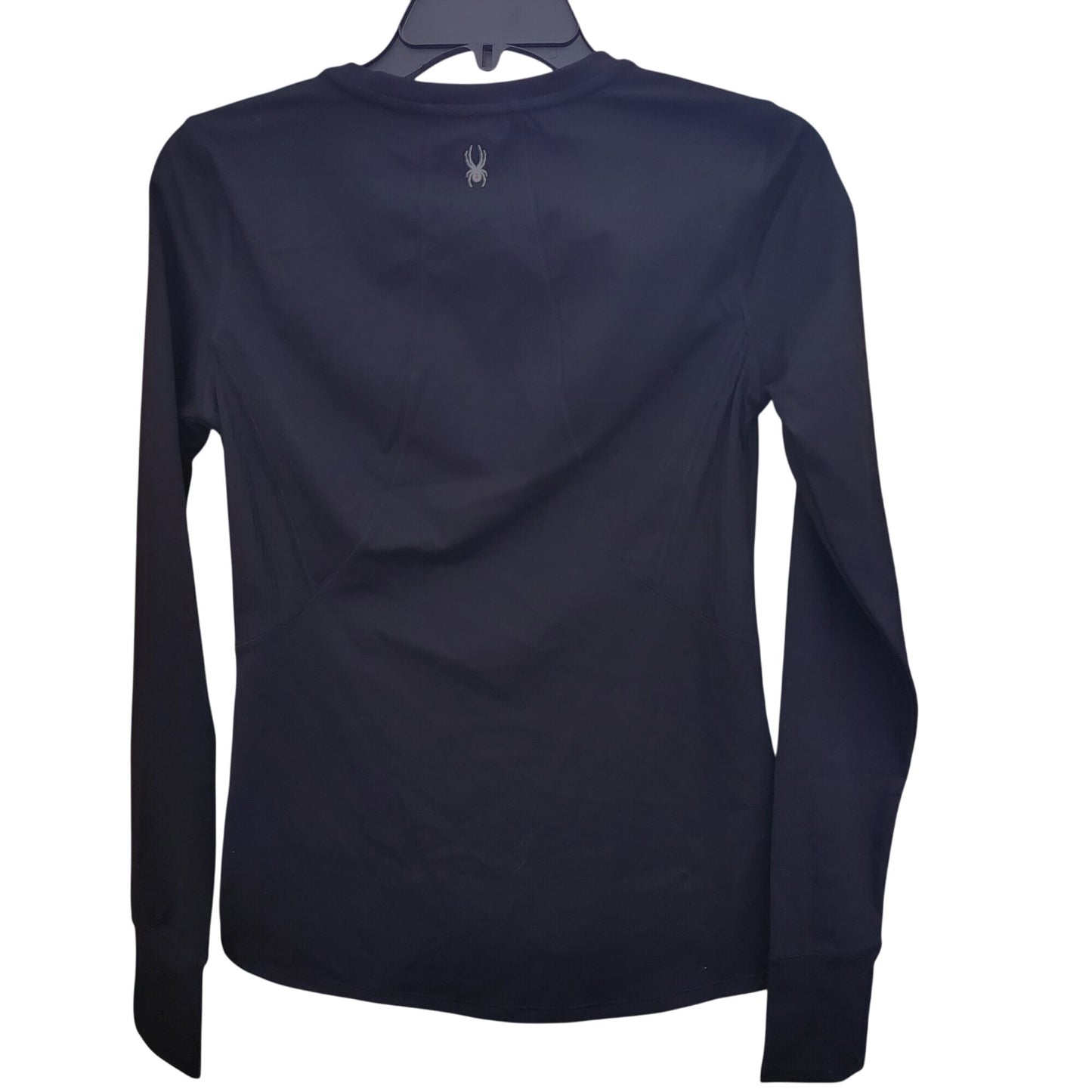 SPYDER Active Women Black Long Sleeve Pullover Activewear Side Zipper Pocket Shirt Thumb Hole