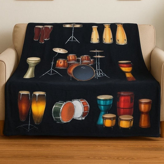 Music Fleece Throw Blanket Drums Bongo Congas Drummer Musician Band
