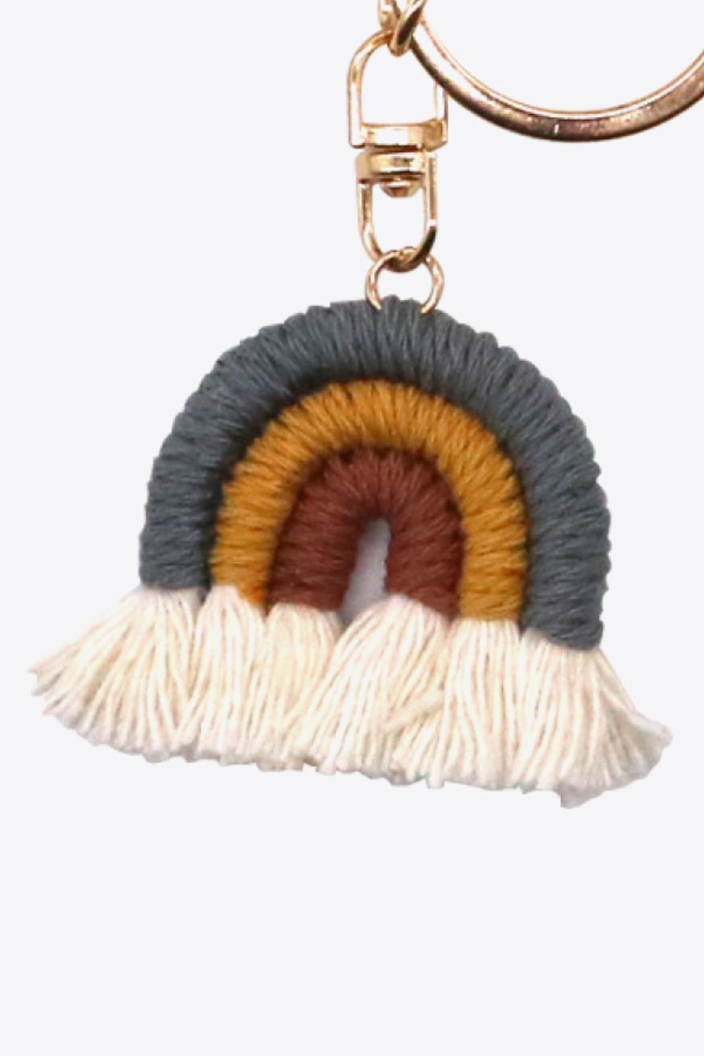 Colorful Boho RAINBOW Handmade Woven Tassel Keychain Ring with Clasp
