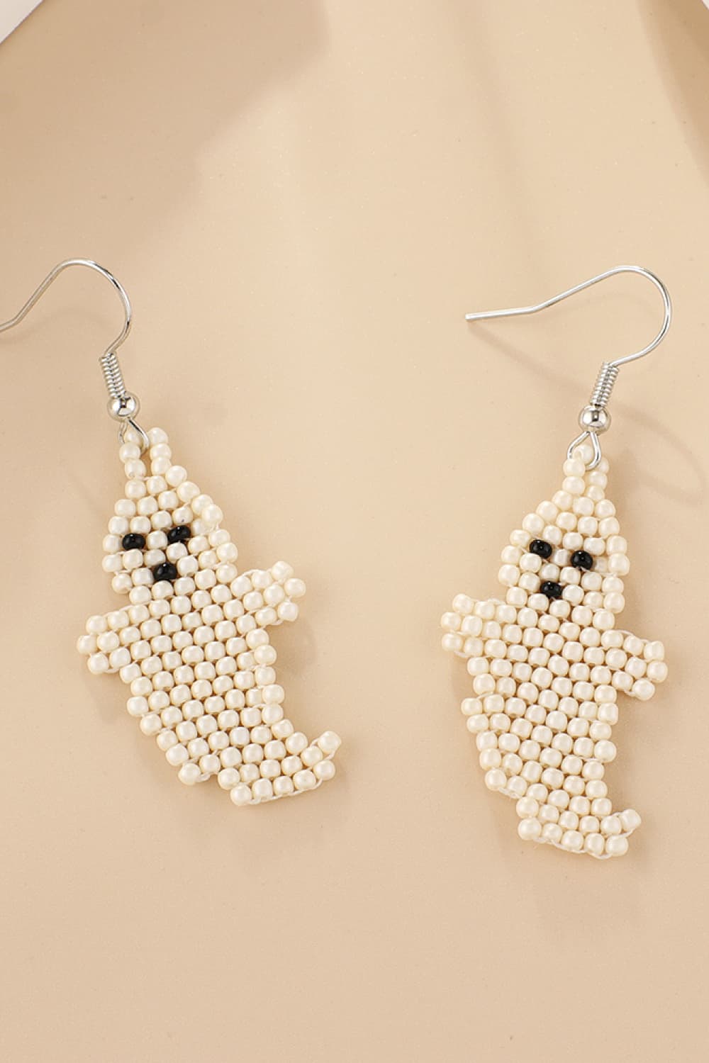 Spooky Fun Beaded Long Dangle Earrings Ghost Skeleton Jewelry Artisan