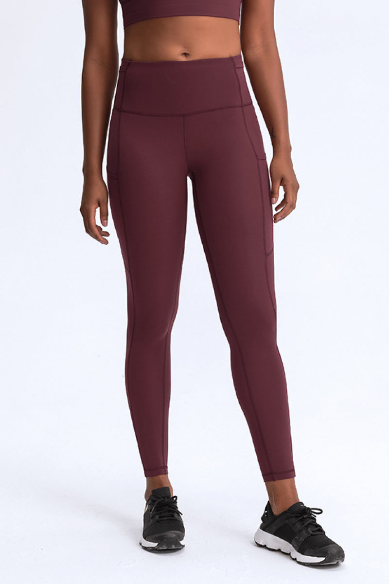 Wide Waistband Side Pocket Athletic Yoga Legging Pants