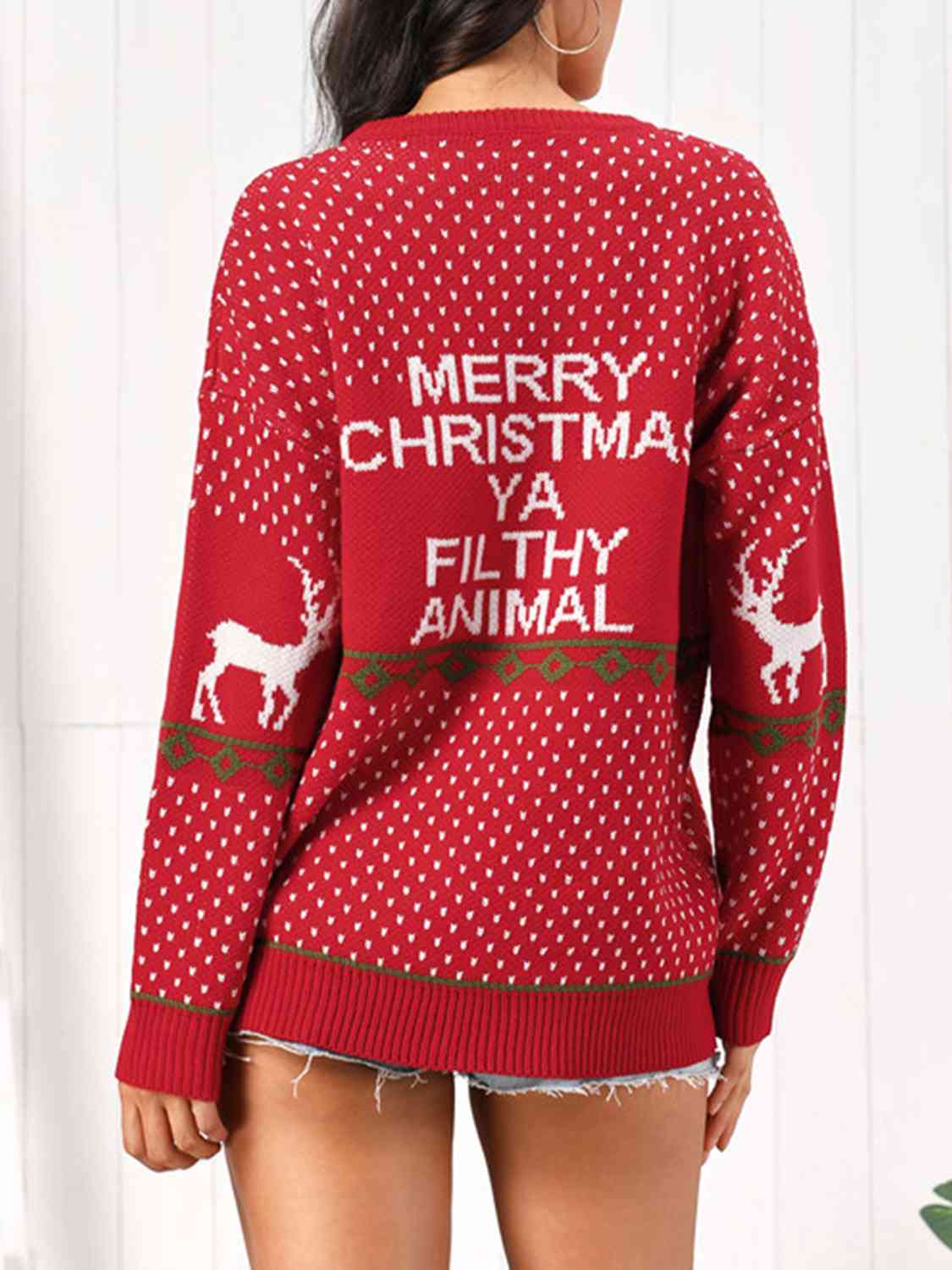 Merry Christmas Ya Filthy Animal Funny Home Movie Knit Sweater