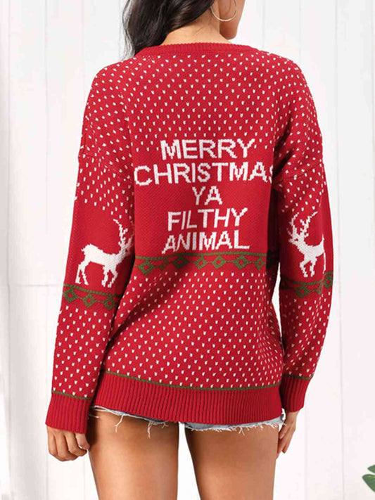 Merry Christmas Ya Filthy Animal Funny Home Movie Knit Sweater