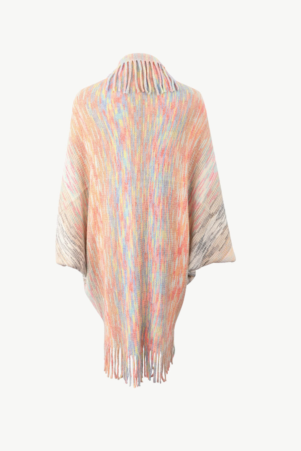 Colorful Rainbow Retro Fringe Hem Shrug Knit Bolero Open Front Sweater Cardigan