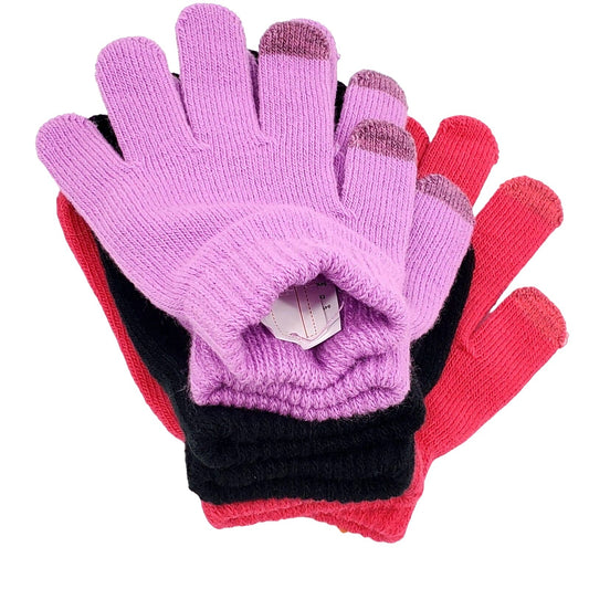 Cat & Jack 3-pack Girls Winter Kids Gloves Tech-Touch Children Snow Mittens