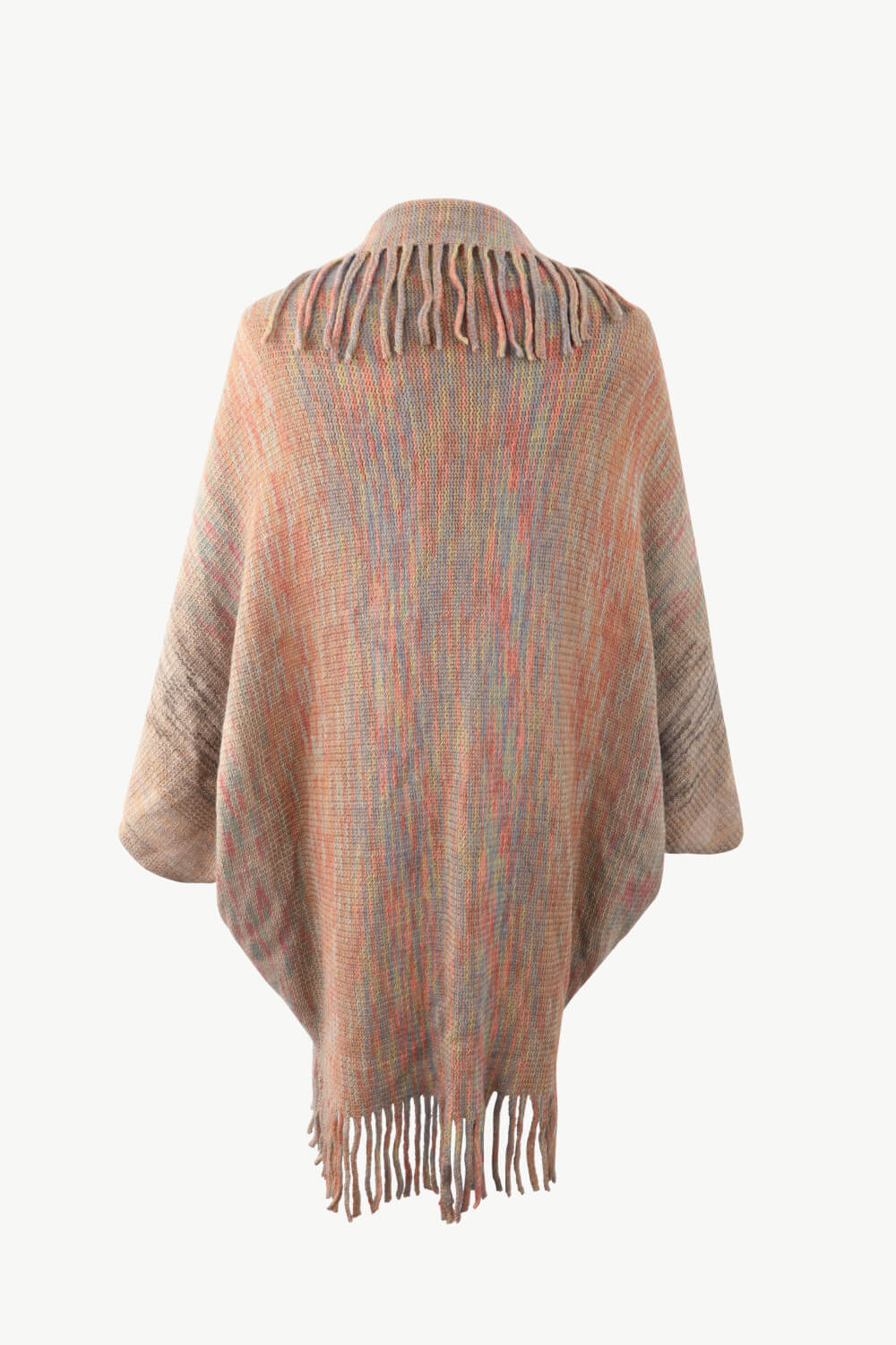 Colorful Rainbow Retro Fringe Hem Shrug Knit Bolero Open Front Sweater Cardigan