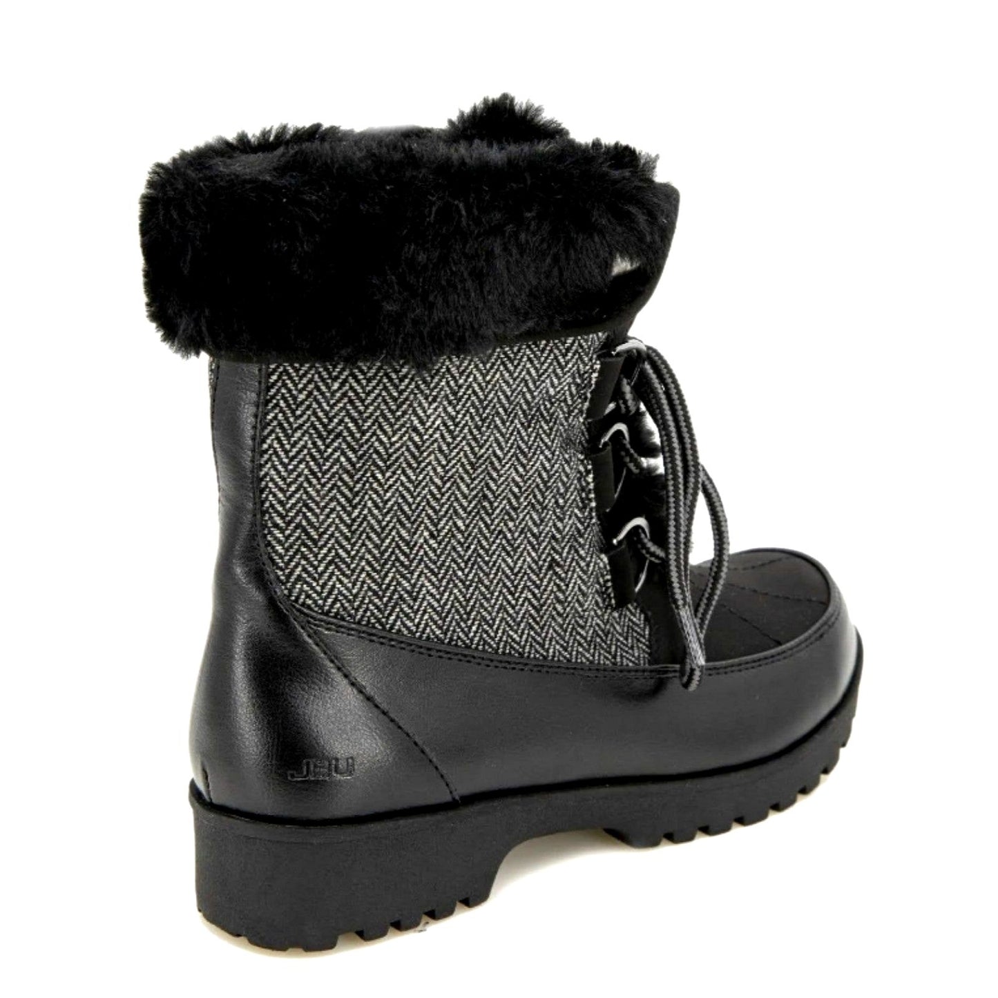 JBU Boots Woman's Faux Fur Herringbone Weather Ready Southgate Chunky Lug Shoes