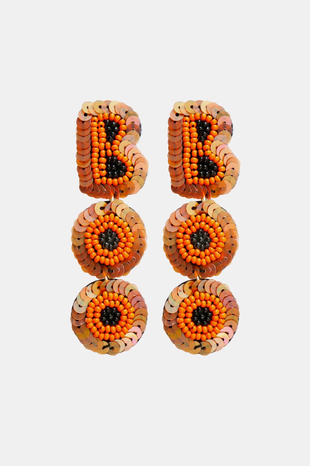 Long Beaded Sequin BOO Dangle Earrings Halloween Artisan Jewelry