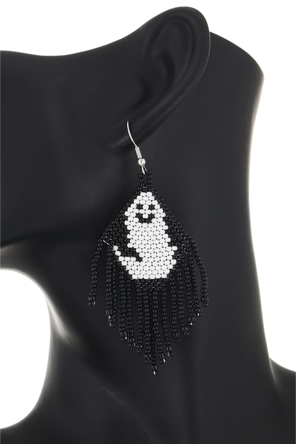 Spooky Fun Beaded Long Dangle Earrings Halloween Jewelry Pumpkin Ghost Spider Witch Skeleton