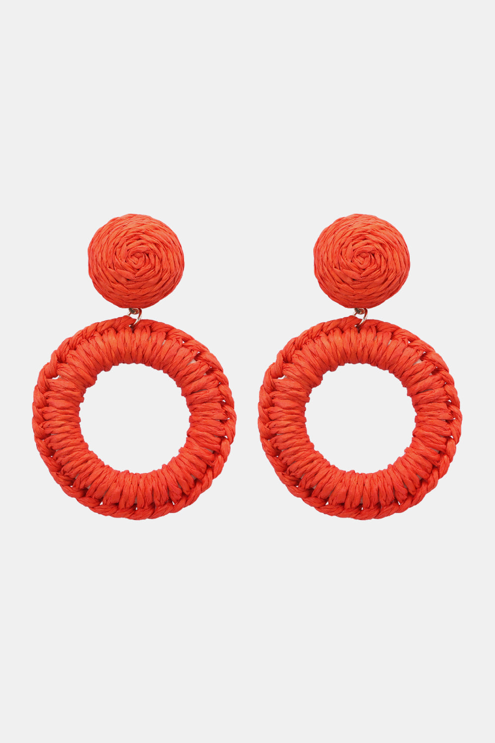 Bold Raffia Grass Round Dangle Earrings Jewelry (10 colors Available)