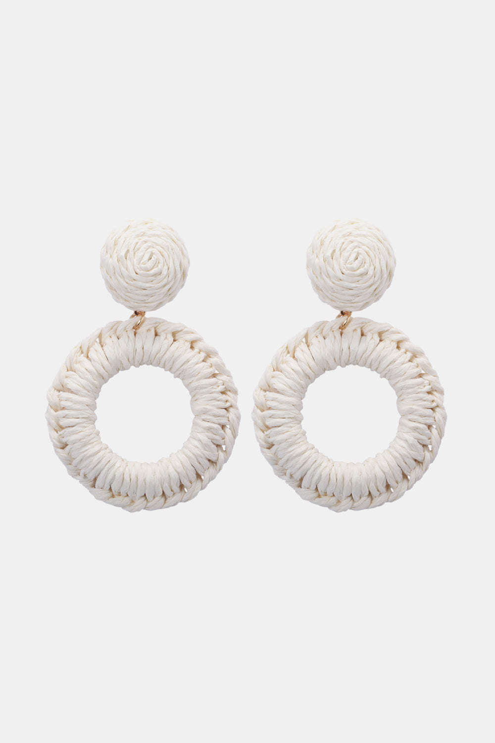 Bold Raffia Grass Round Dangle Earrings Jewelry (10 colors Available)