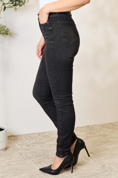 High-Rise Waist Black Denim Judy Blue Classic Skinny Jean Pants