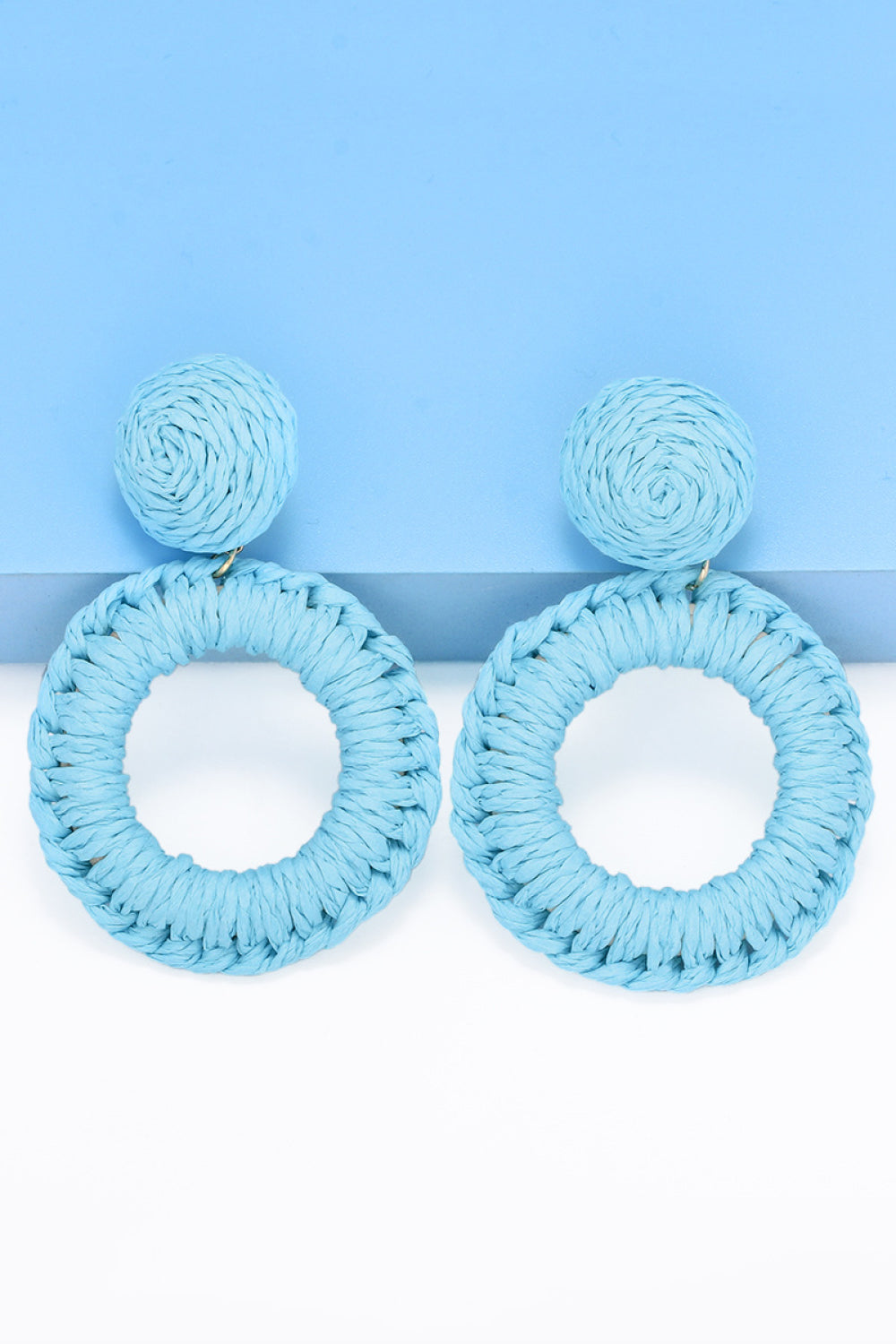 Bold Raffia Grass Round Dangle Earrings Jewelry (10 colors Available)