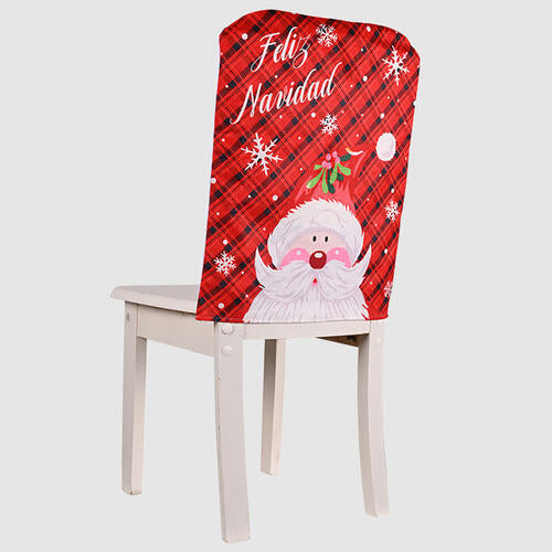 Feliz Navidad Christmas Santa Snowman Festive Chair Slip Cover Home Decor