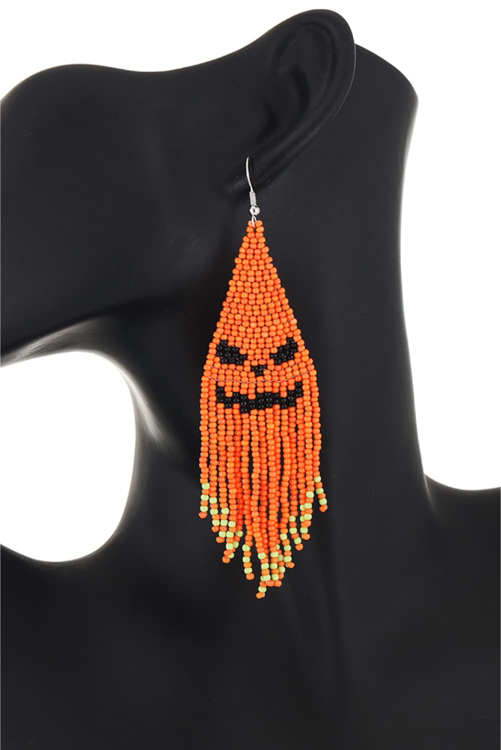 Spooky Fun Beaded Long Dangle Earrings Halloween Jewelry Pumpkin Ghost Spider Witch Skeleton