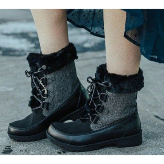 JBU Boots Woman's Faux Fur Herringbone Weather Ready Southgate Chunky Lug Shoes