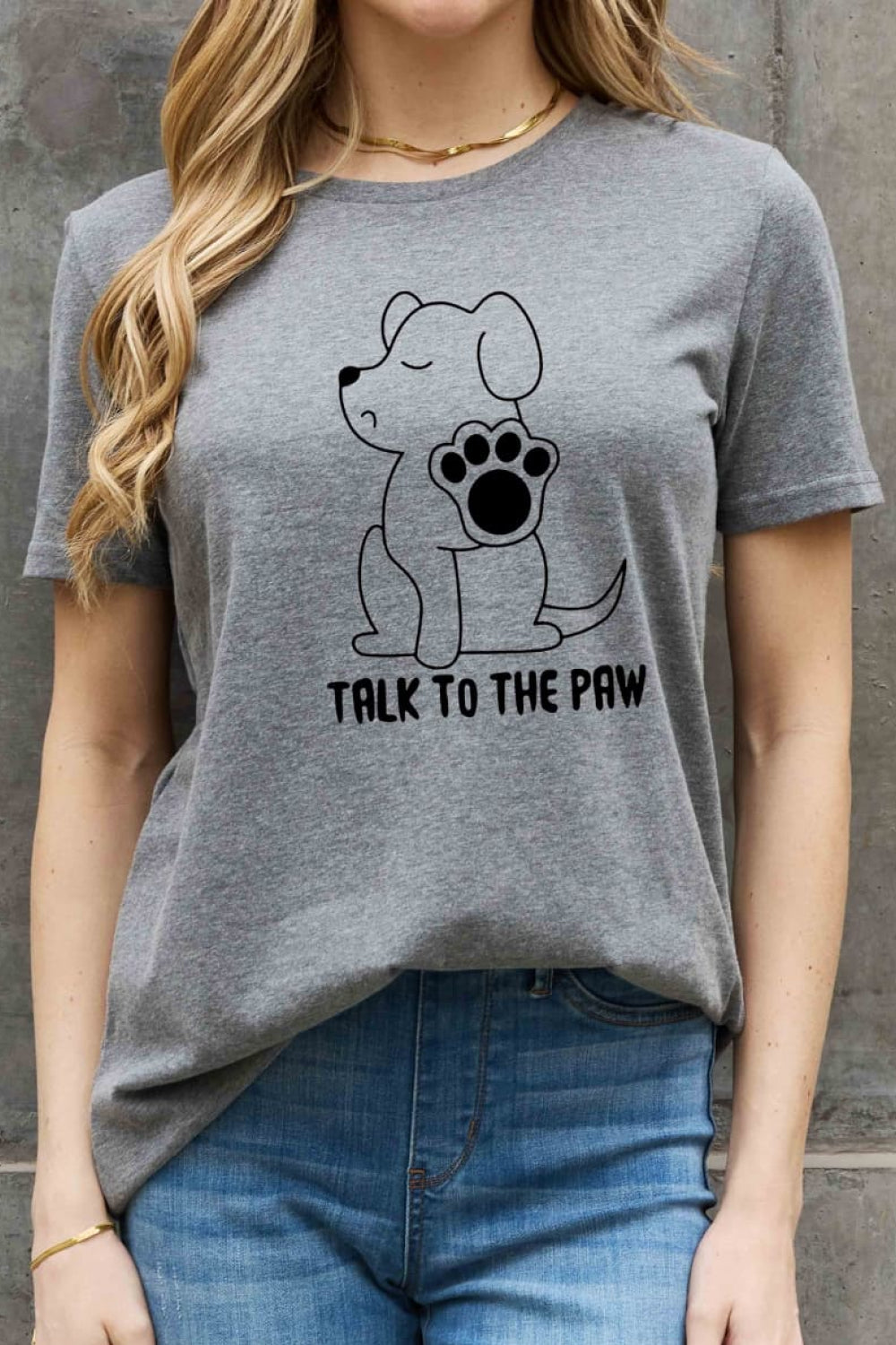 TALK TO THE PAW Dog Funny Graphic 100% Cotton Short Sleeve Tee Shirt (Plus Size Available)