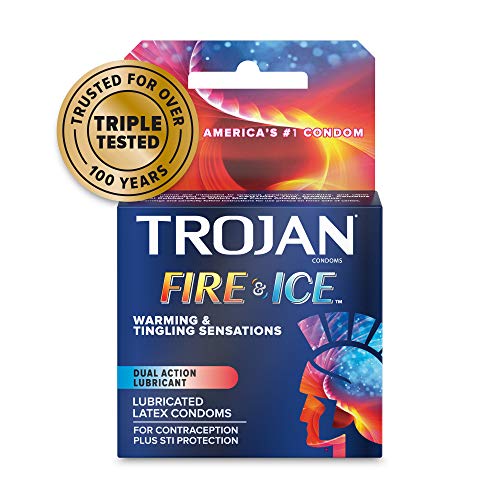 TROJAN Dual Action Fire & Ice Condoms, 3 Count/Box