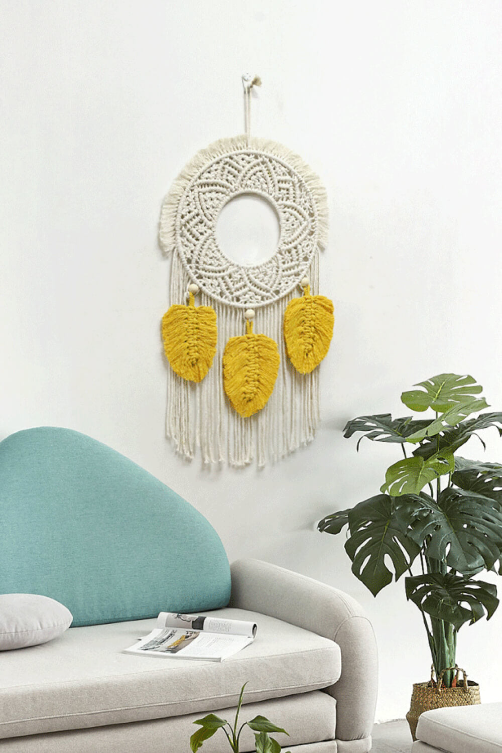 FEATHER Fringe Macrame Wall Hanging Hand-made Bohemian Home Decor Tapestry
(2 colors available)
