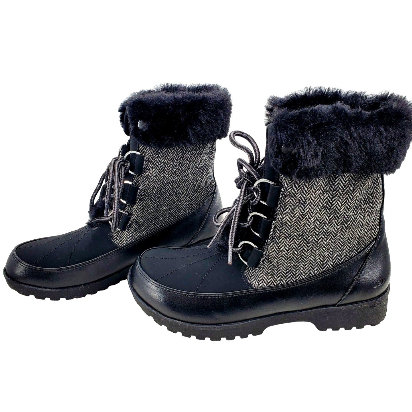 JBU Boots Woman's Faux Fur Herringbone Weather Ready Southgate Chunky Lug Shoes
