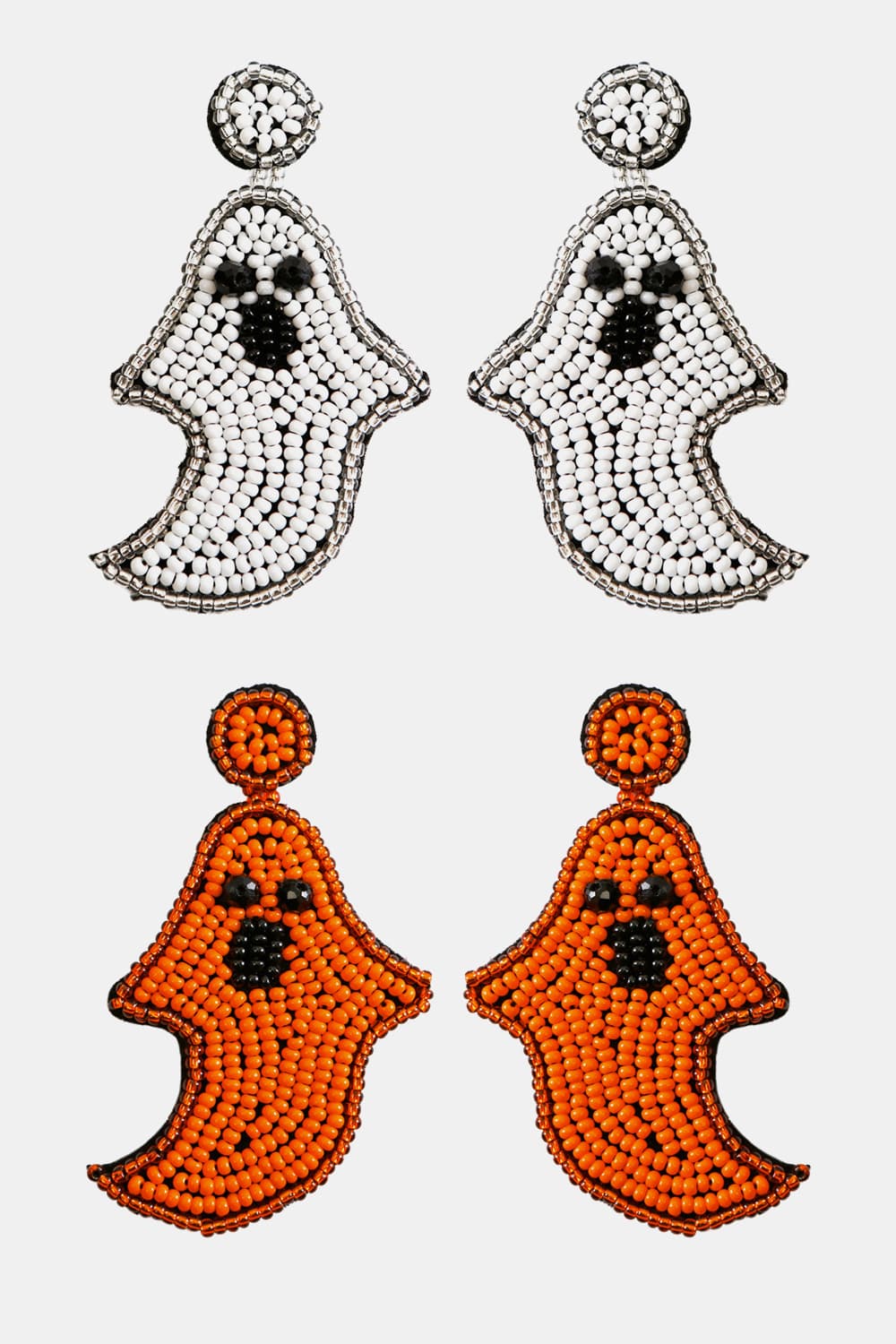 Spooky Ghost Beaded Dangle Earrings Halloween Jewelry