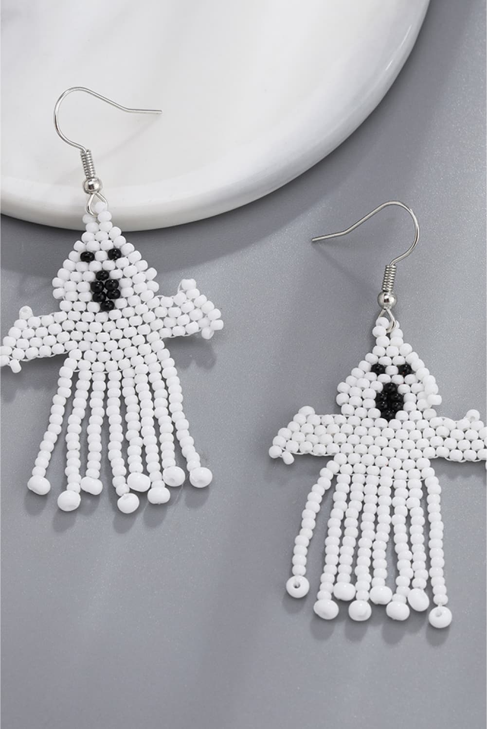 Spooky Fun Beaded Long Dangle Earrings Halloween Jewelry Pumpkin Ghost Spider Witch Skeleton