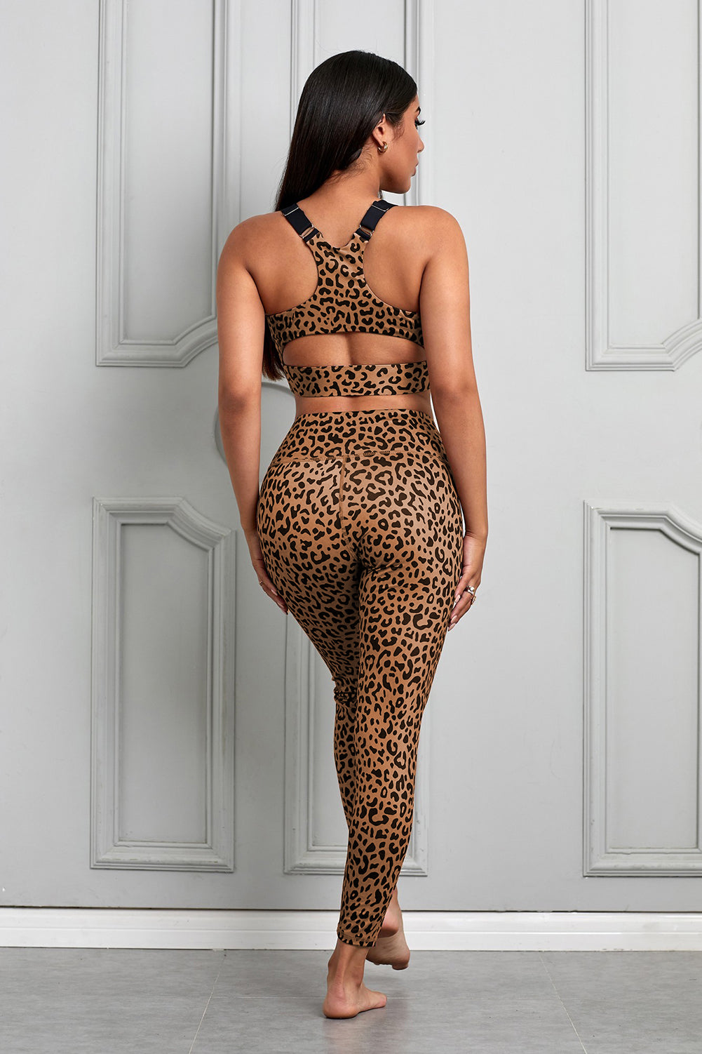 Matching High-impact Sports Bra and Pant Leggings Set (Tye-dye or Leopard)