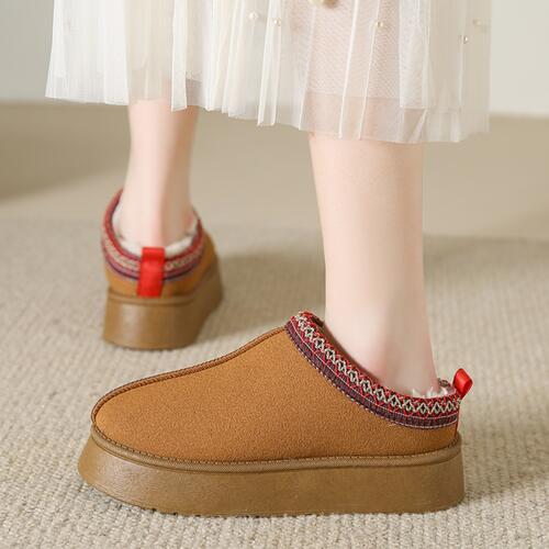 Fluffy Slippers Platform Tazz Faux Fur Slip-on Vegan Suede Mule Winter