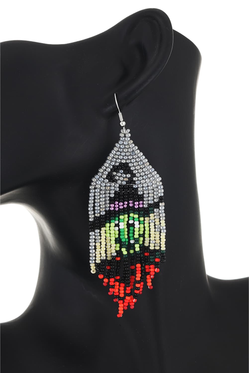 Spooky Fun Beaded Long Dangle Earrings Halloween Jewelry Pumpkin Ghost Spider Witch Skeleton