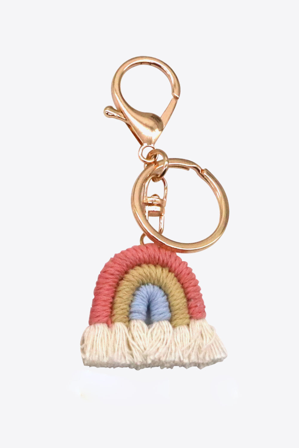 Colorful Boho RAINBOW Handmade Woven Tassel Keychain Ring with Clasp