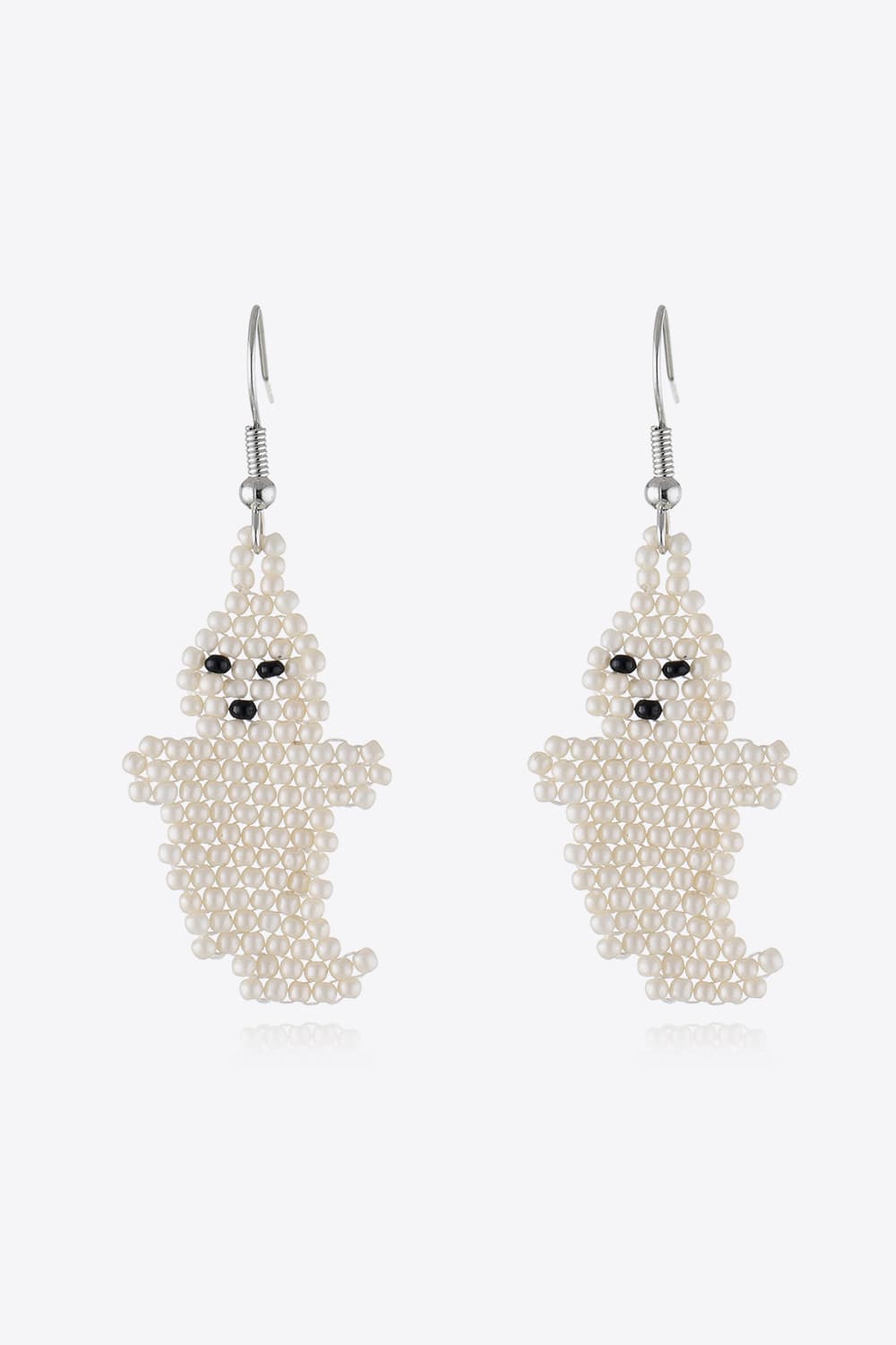 Spooky Fun Beaded Long Dangle Earrings Ghost Skeleton Jewelry Artisan