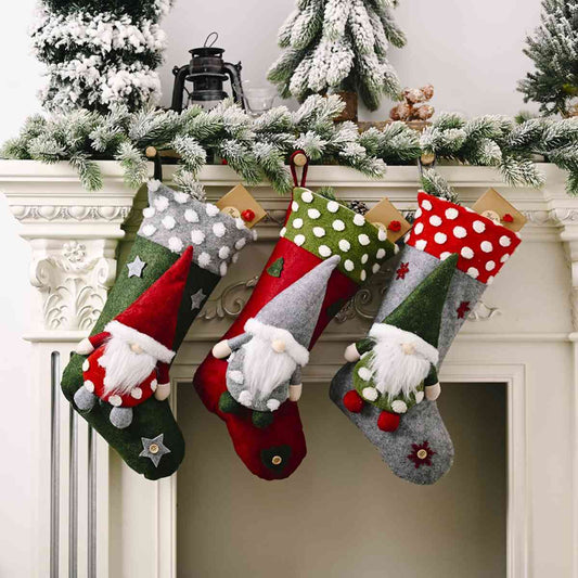 Gnome Christmas Hanging 3D Stockings Home Decor Holiday Decoration Colorful Plush