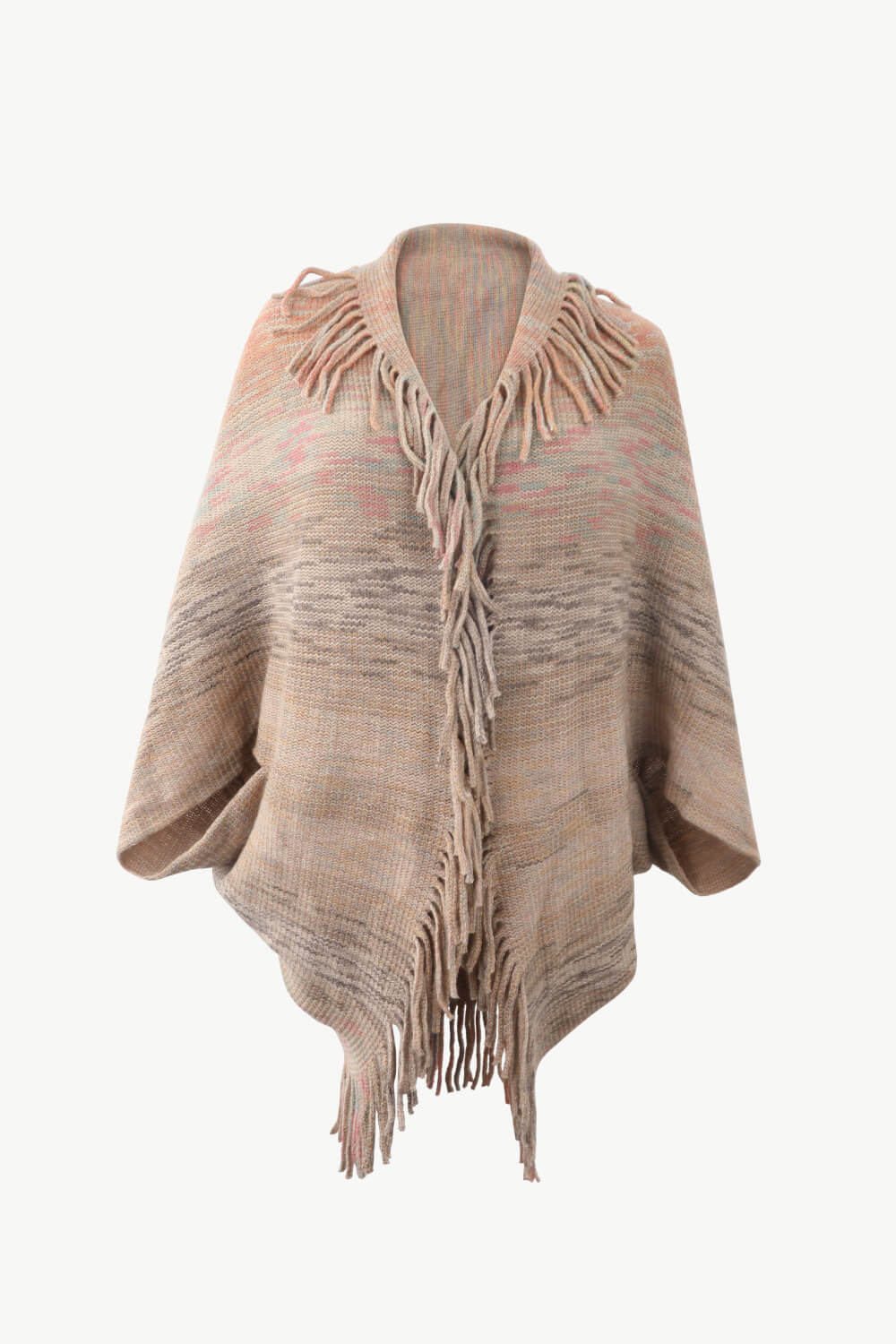 Colorful Rainbow Retro Fringe Hem Shrug Knit Bolero Open Front Sweater Cardigan