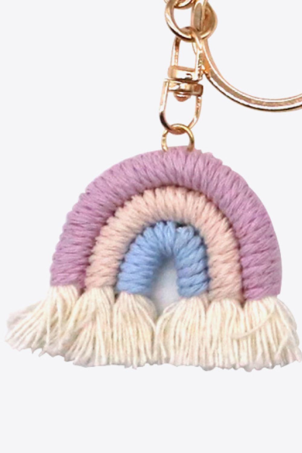 Colorful Boho RAINBOW Handmade Woven Tassel Keychain Ring with Clasp